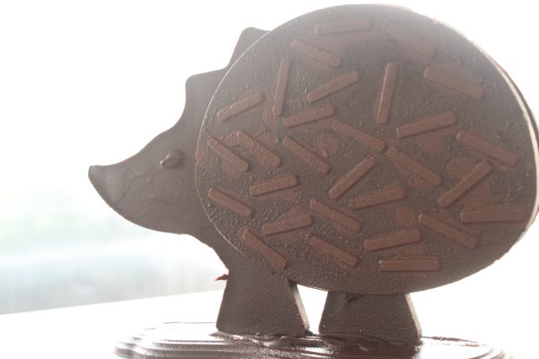 Sculpture d'un hérisson en chocolat
